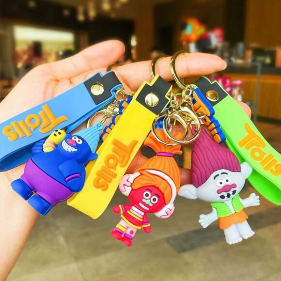 5pcs Trolls Keychain Birthday Party Favors, Goodie Bag Fillers, Fun Collectables - Picture 4 of 4